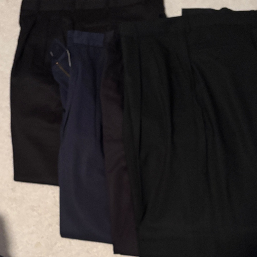 Men's Dress Pants --4 pair- Black and Navy Classic Trousers